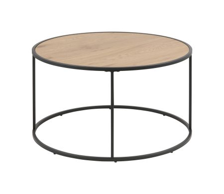 Bendt Ronde Salontafel 'Holger' 80cm, eikenlook / zwart metaal