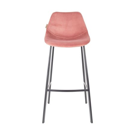 Dutchbone Franky barkruk H80 velvet old pink