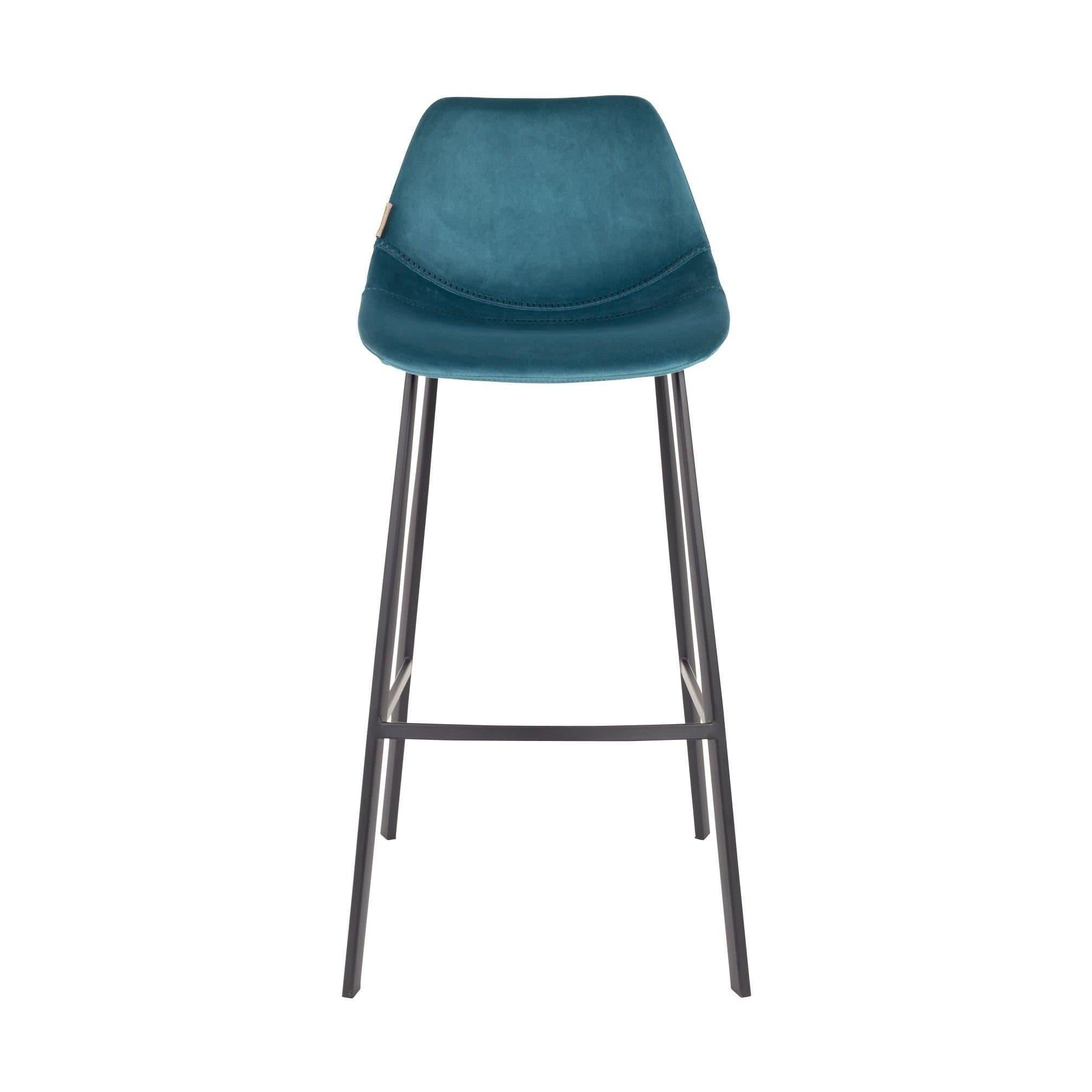 Dutchbone Franky barkruk H80 velvet petrol