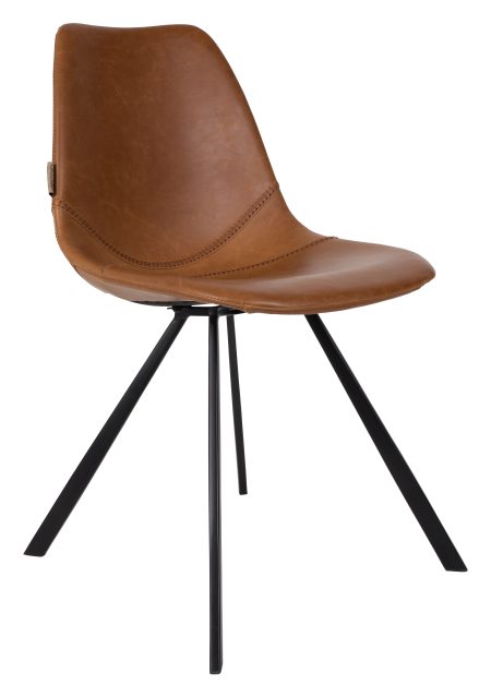 Dutchbone Eetkamerstoel 'Franky' PU, kleur Bruin