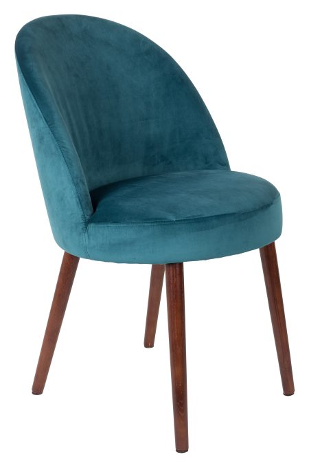 Dutchbone Eetkamerstoel 'Barbara' Velvet, kleur Petrol