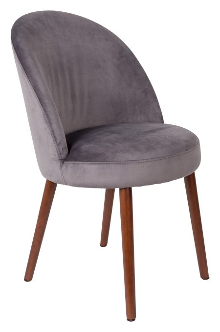 Dutchbone Eetkamerstoel 'Barbara' Velvet, kleur Grijs