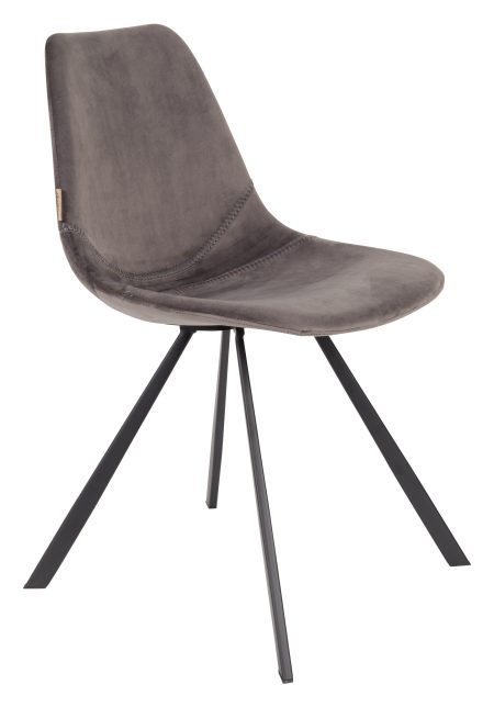 Dutchbone Eetkamerstoel 'Franky' Velvet, kleur Grijs