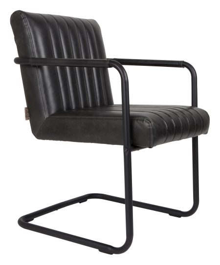 Dutchbone Eetkamerstoel 'Stitched' PU, kleur Donkergrijs