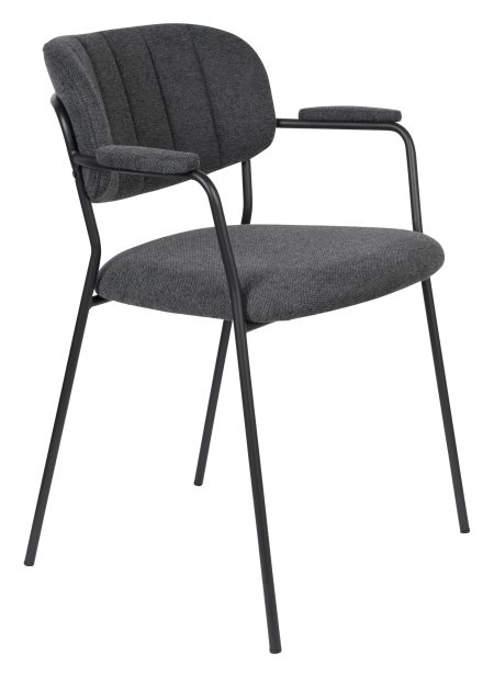ZILT Eetkamerstoel 'Kolten' met armleuning, kleur Zwart/Donkergrijs