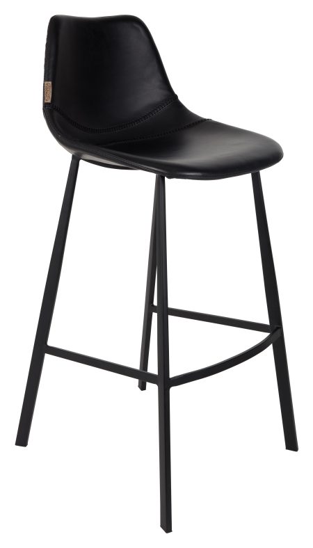 Dutchbone Barkruk 'Franky' PU (zithoogte 80cm), kleur Zwart