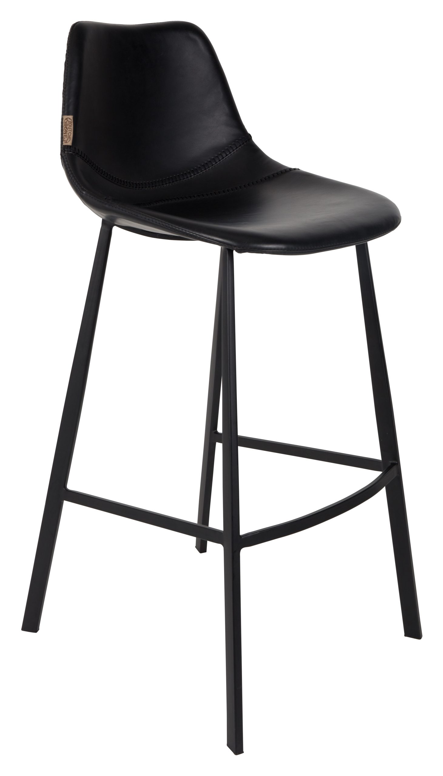 Dutchbone Barkruk 'Franky' PU (zithoogte 80cm), kleur Zwart