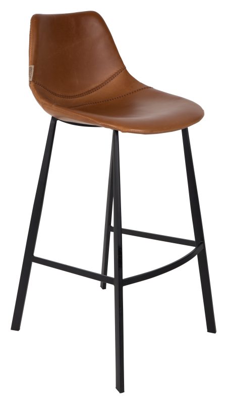 Dutchbone Barkruk 'Franky' PU (zithoogte 80cm), kleur Bruin