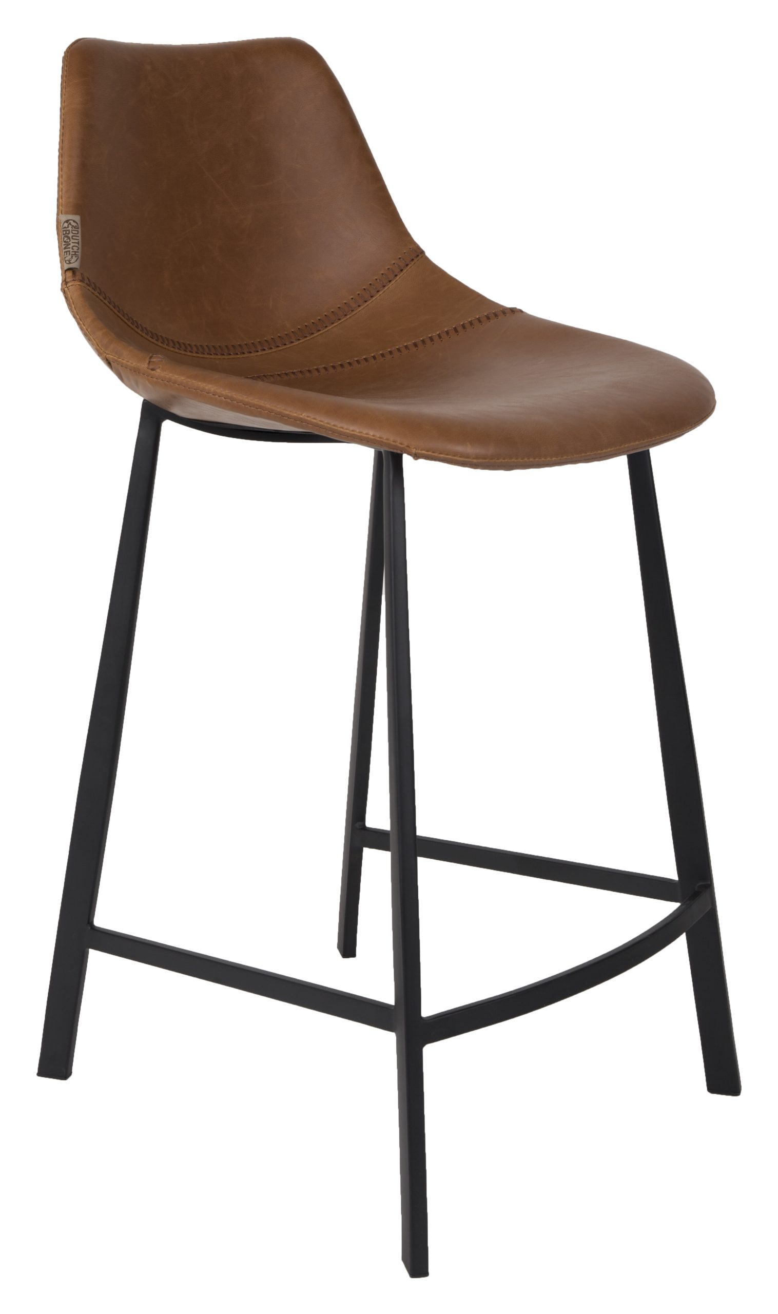 Dutchbone Barkruk 'Franky' PU (zithoogte 65cm), kleur Bruin