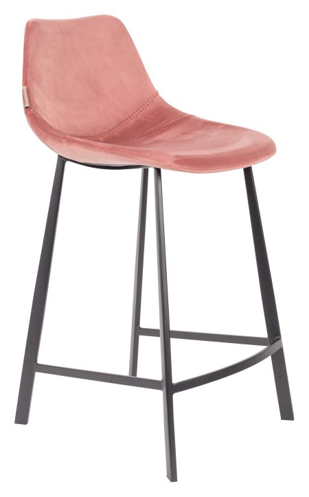 Dutchbone Barkruk 'Franky' Velvet (zithoogte 65cm), kleur Roze