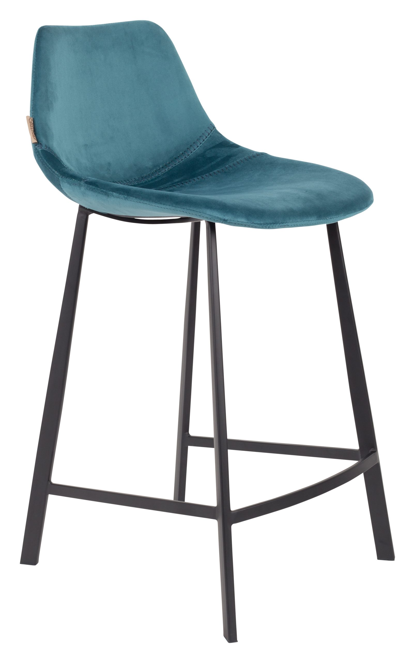 Dutchbone Barkruk 'Franky' Velvet (zithoogte 65cm), kleur Petrol