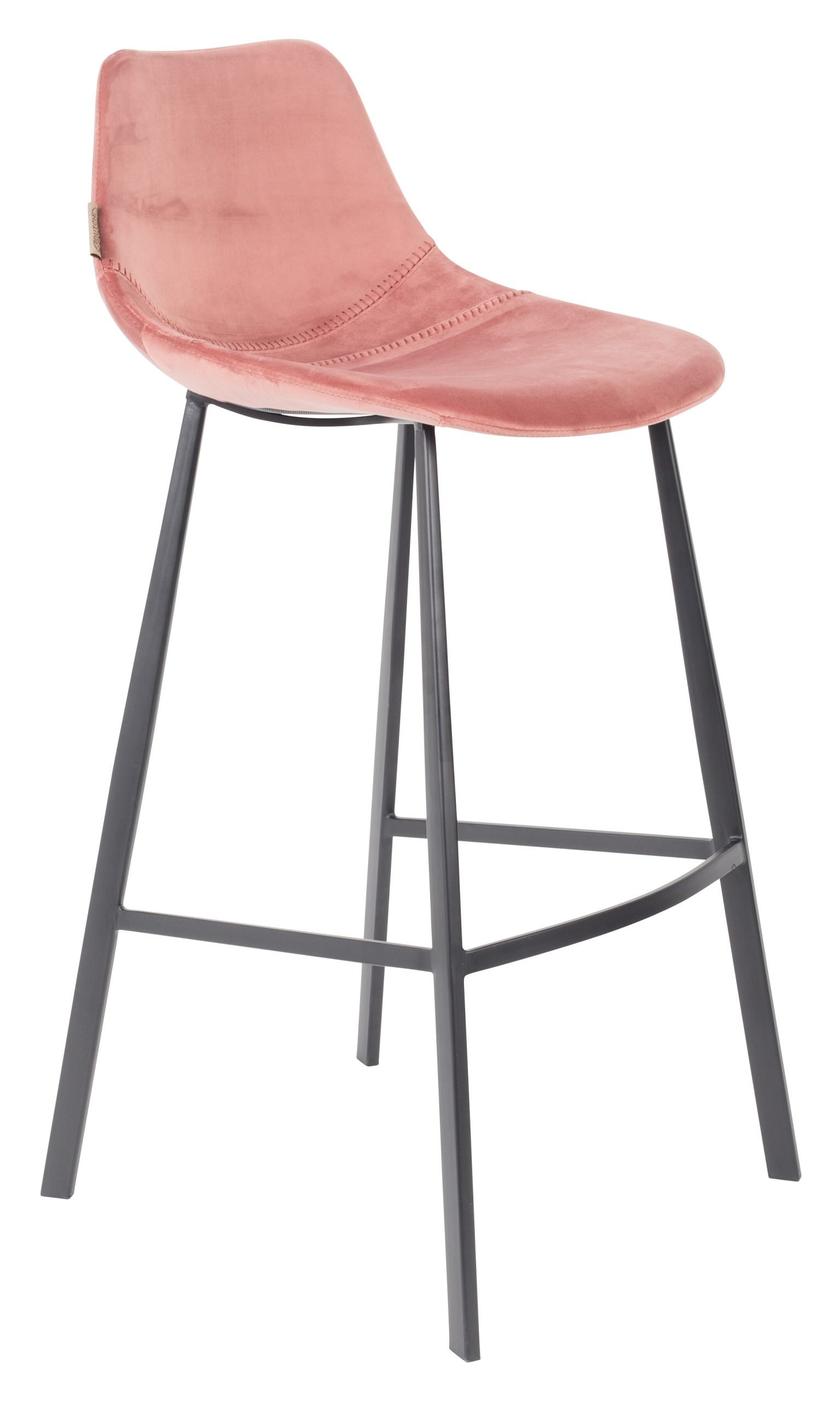 Dutchbone Barkruk 'Franky' Velvet (zithoogte 80cm), kleur Roze