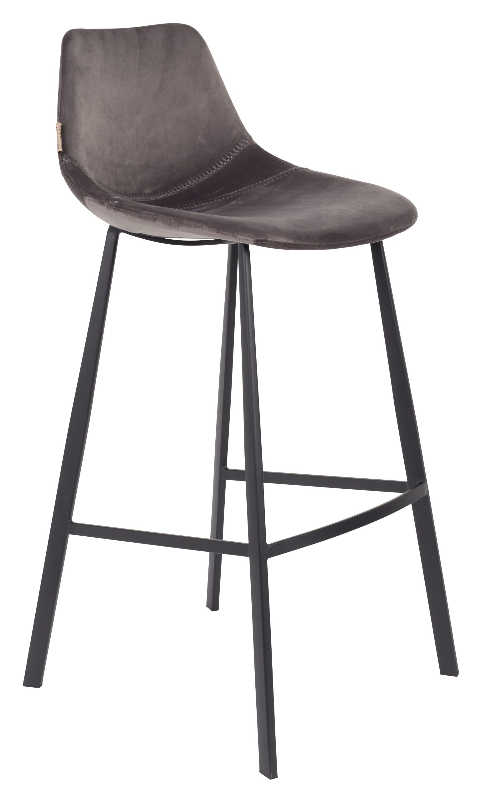 Dutchbone Barkruk 'Franky' Velvet (zithoogte 80cm), kleur Grijs