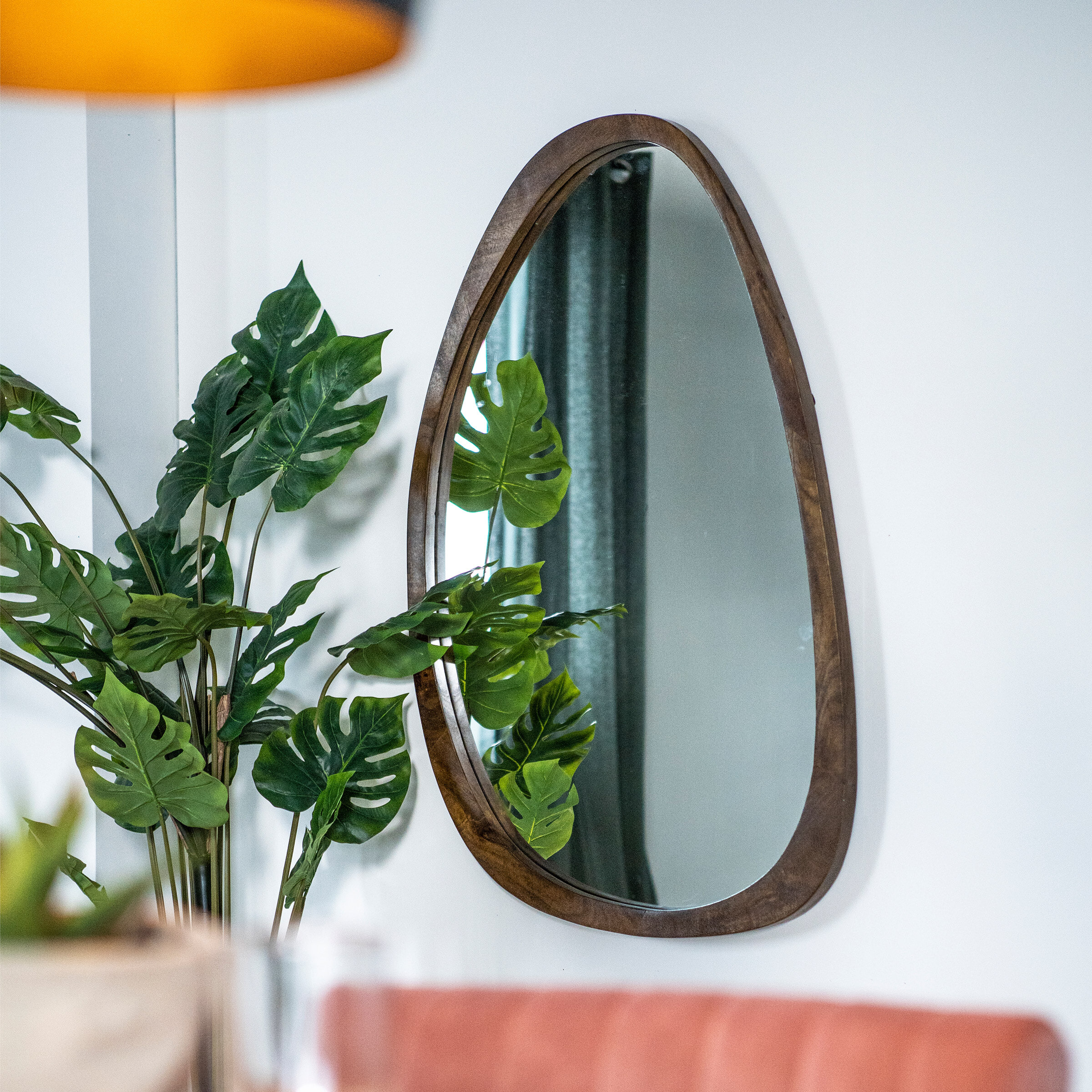 By-Boo Spiegel 'Plecto' Mangohout 120 x 70cm, Organisch, kleur Bruin