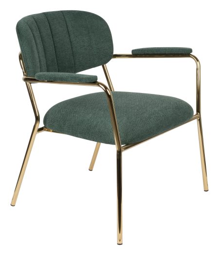 ZILT Fauteuil 'Kolten' met armleuning, kleur Goud/Donkergroen