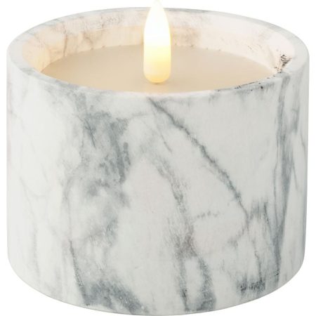 Ledkaars Marble wit 8,5cm hoog