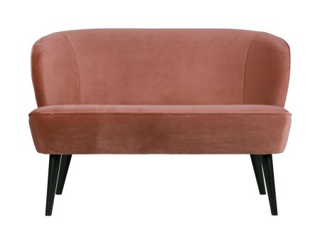 WOOOD Bankje 'Sara' Velvet 110cm, kleur Oudroze