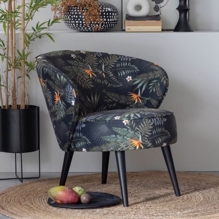 WOOOD Fauteuil 'Bo' Velvet, Bloem Print