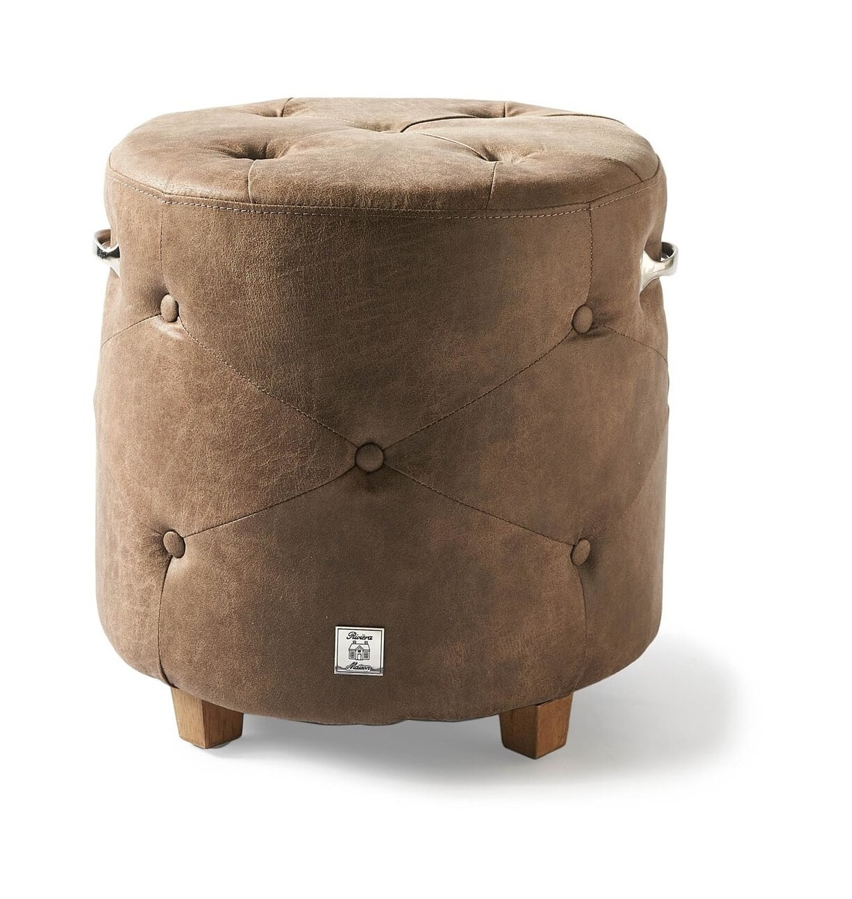 Rivièra Maison Poef 'Bowery' Pellini, kleur Coffee