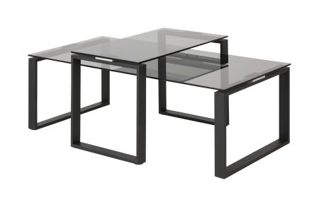 Bendt Salontafel 'Lone', Set van 2 stuks, Rookglas 115 x 69cm, kleur zwart