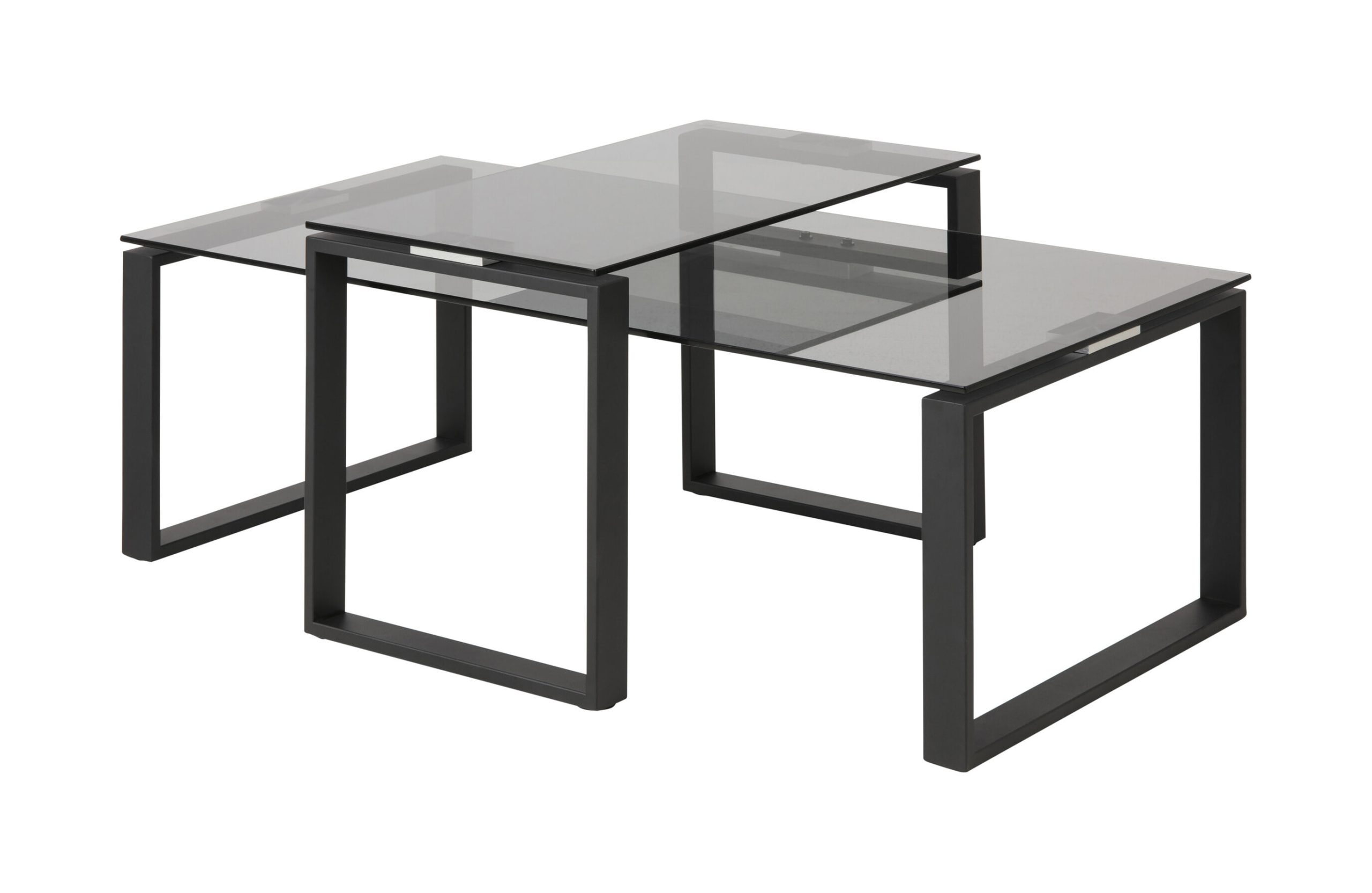 Bendt Salontafel 'Lone', Set van 2 stuks, Rookglas 115 x 69cm, kleur zwart