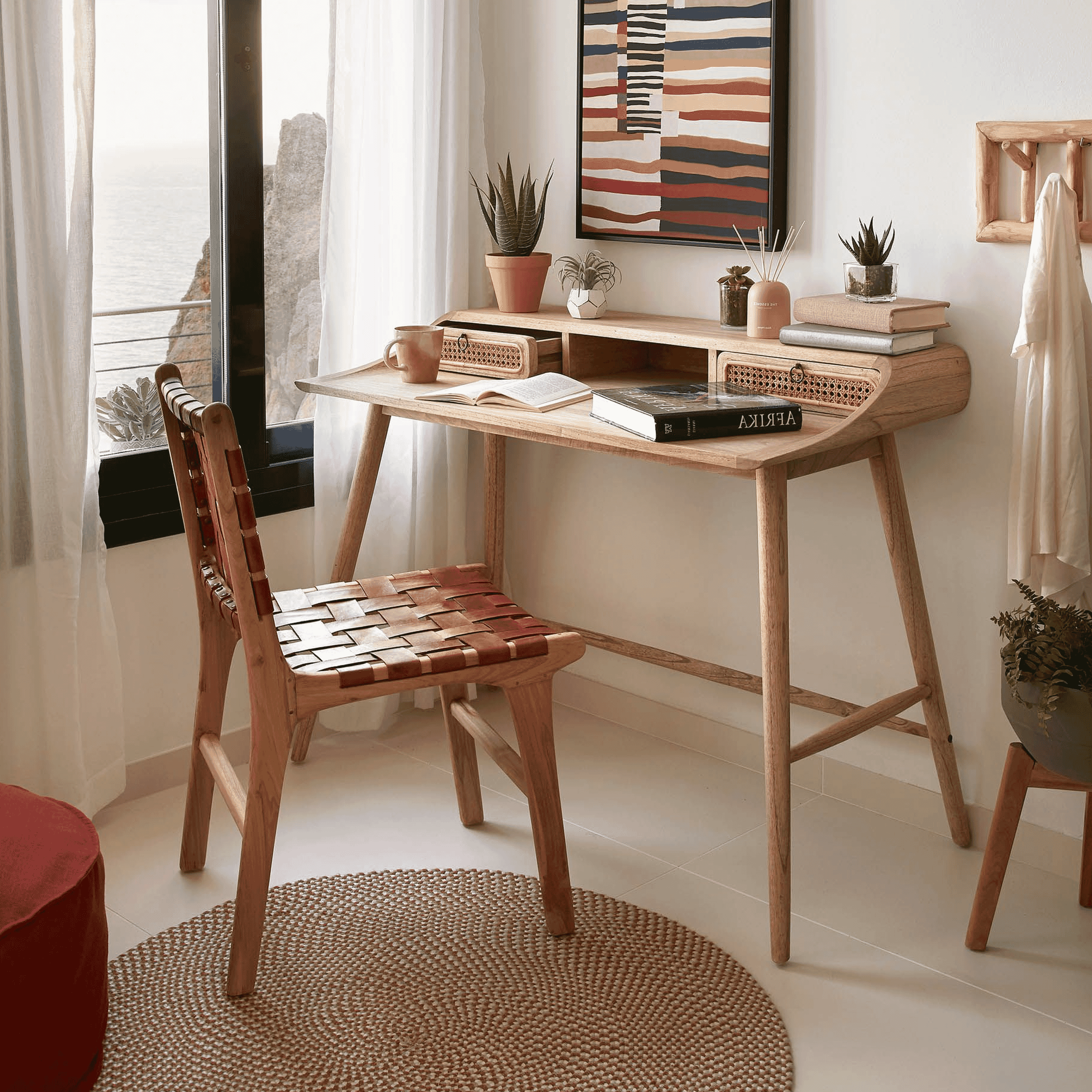 Kave Home Bureau 'Nalu' Webbing 110 x 60cm, kleur Naturel