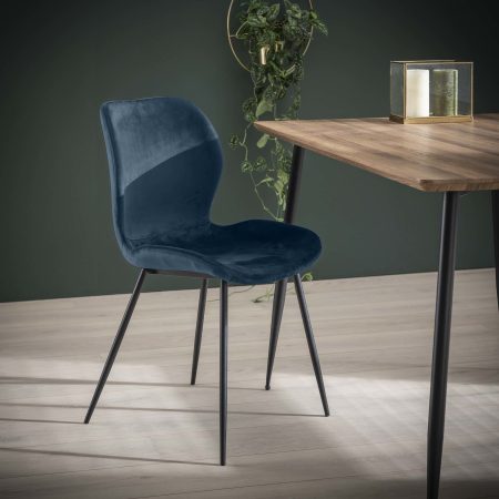 Eetkamerstoel 'Gael' Velvet, kleur Blauw