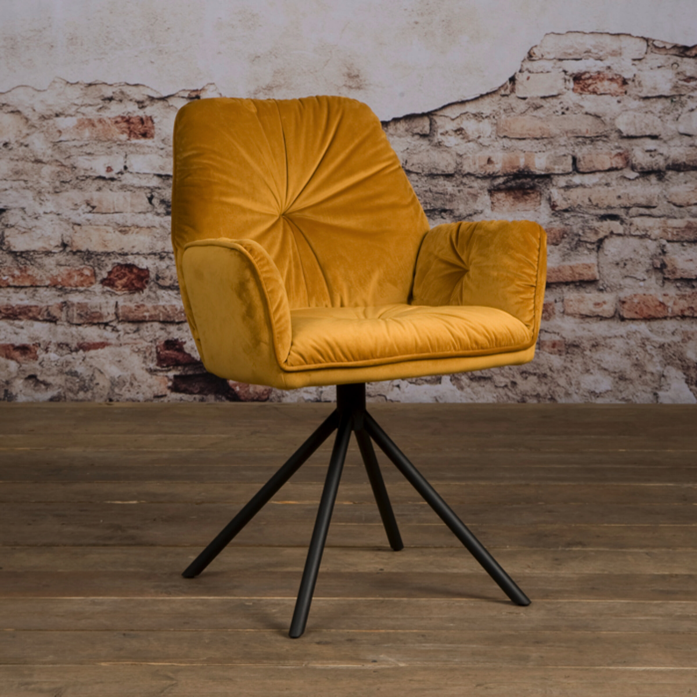 Tower Living Eetkamerstoel 'Palma' met armleuning, kleur Geel