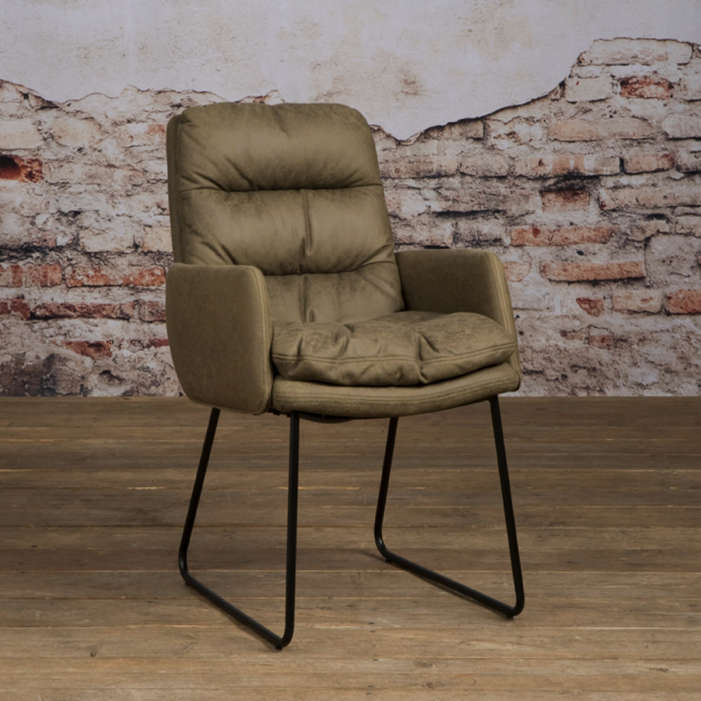 Tower Living Eetkamerstoel 'Toro' met armleuning, kleur Groen