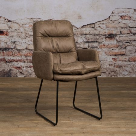 Tower Living Eetkamerstoel 'Toro' met armleuning, kleur Taupe