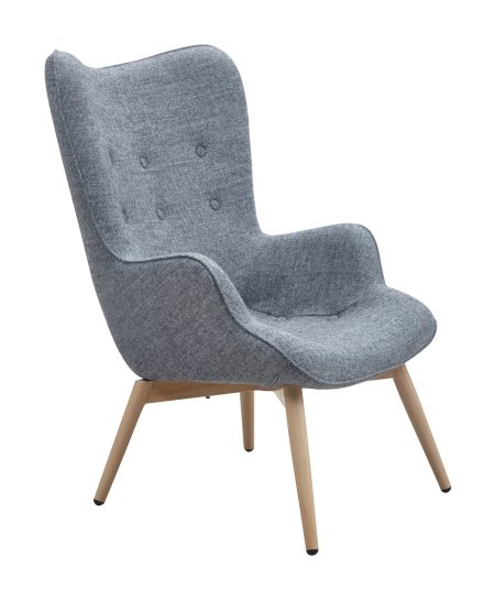 Artistiq Fauteuil 'Anderson' Houten poot, kleur Grijs