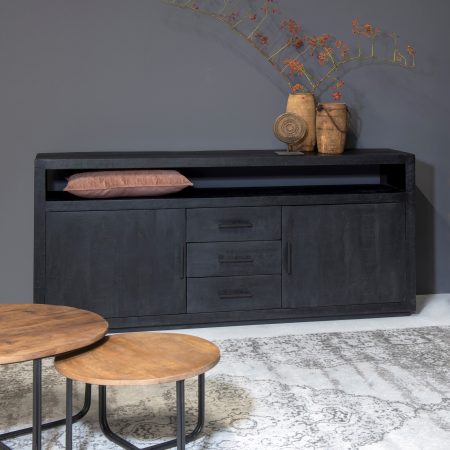 Livingfurn Dressoir 'Jaxx' Mangohout, 180cm, kleur Zwart