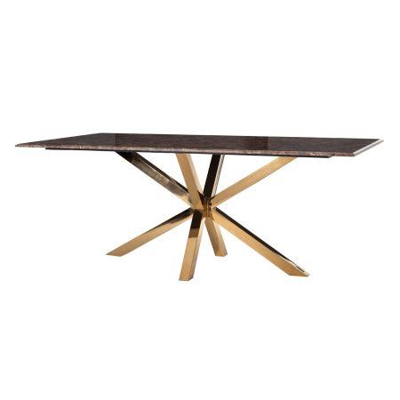 Richmond Eettafel 'Conrad' 200 x 100cm, Faux Marmer en Goud