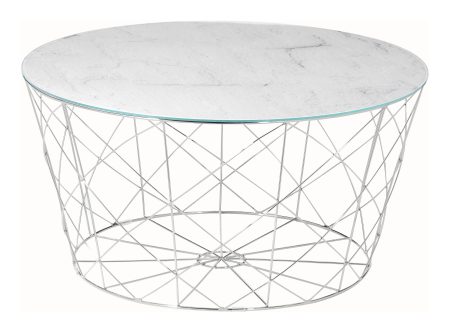 Artistiq Salontafel 'Steve', 80cm, Marmerlook, kleur Wit