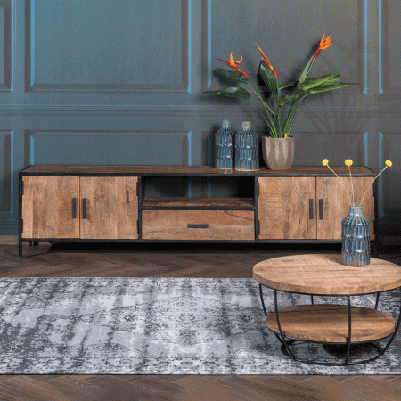 LivingFurn TV-meubel 'Sturdy' kleur Naturel, 220 cm