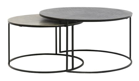Light & Living Salontafel 'Rengo' Set van 2 stuks, kleur Zwart/Antiek Brons