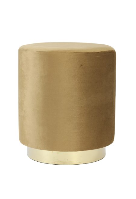 Light & Living Poef 'Nadien', velvet bruin+goud