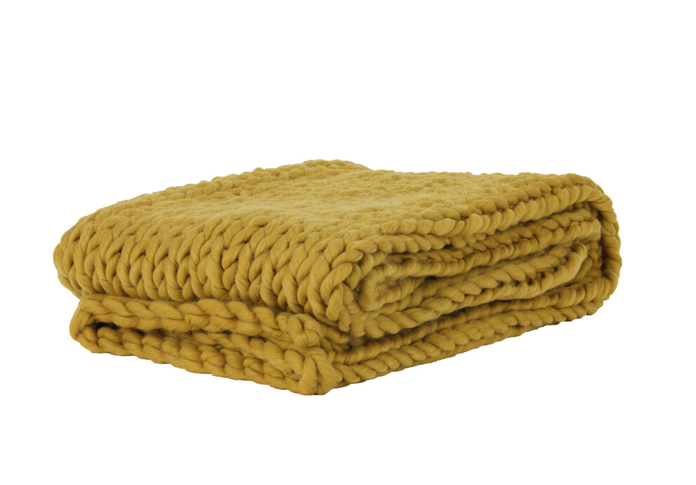 Light & Living Plaid 'Knitted', oker, kleur Okergeel