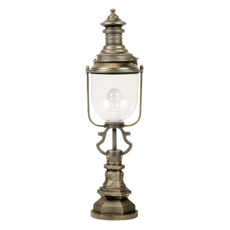 Nostalgische bronzensokkellamp Kempten echt glas E27 fitting brons