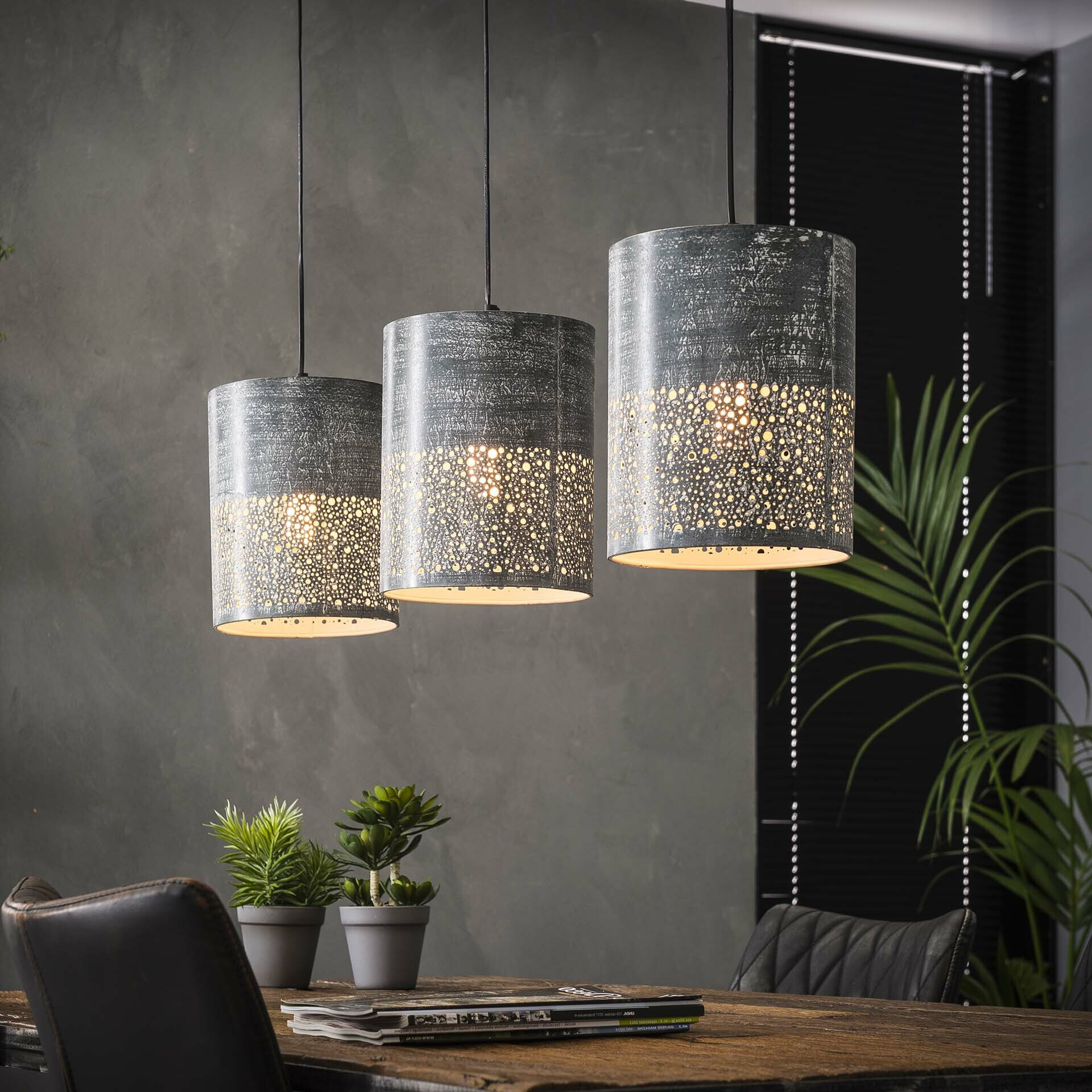 Hanglamp 'Sanaa', 3-lamps, 20cm, kleur Grijs
