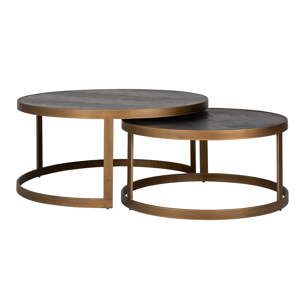Richmond Ronde Salontafel 'Blackbone' Brass, Set van 2 stuks