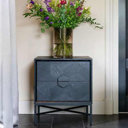 Richmond Nachtkastje 'Blax' Eikenhout en staal, kleur zwart