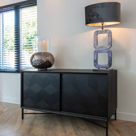 Richmond Dressoir 'Blax' 160cm, Eikenhout en staal, kleur zwart