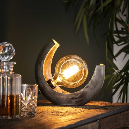 Tafellamp 'Kari' Half Moon, kleur Oud Zilver