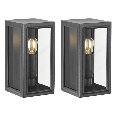 2x Spark Mini Muurlamp Zwart met LED