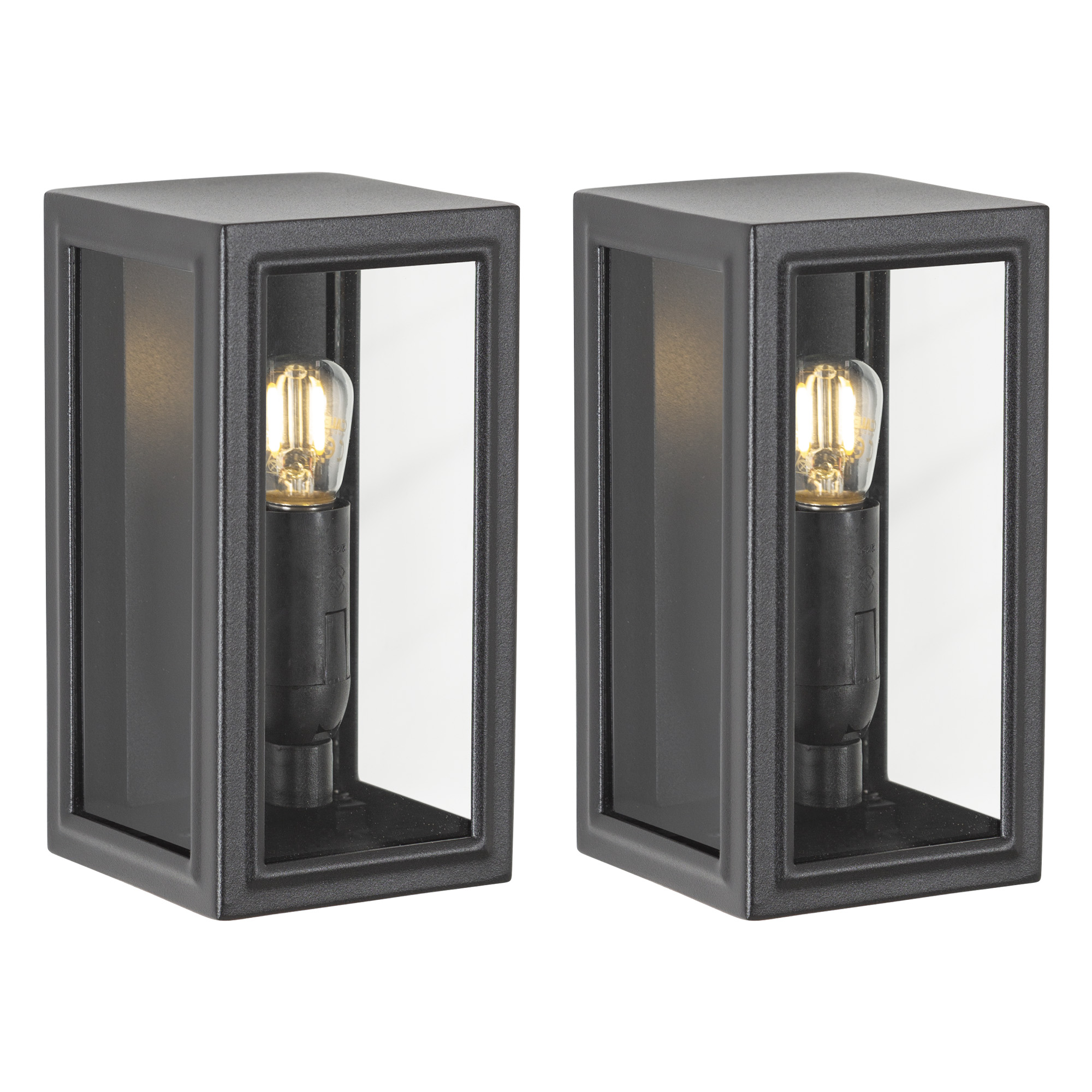 2x Spark Mini Muurlamp Zwart met LED