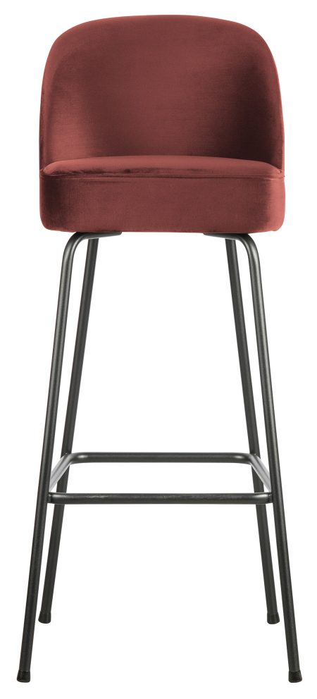 BePureHome Barkruk 'Vogue' (zithoogte 80cm) Velvet, kleur Chestnut