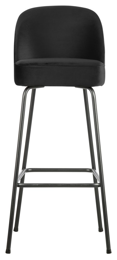 BePureHome Barkruk 'Vogue' (zithoogte 80cm) Velvet, kleur Zwart