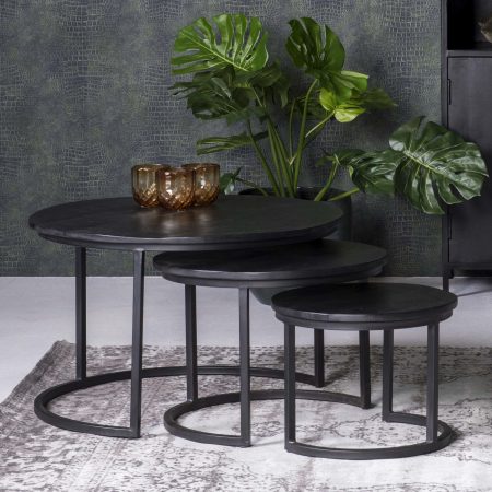 Livingfurn Salontafel 'Kala' Set van 3 stuks, kleur zwart