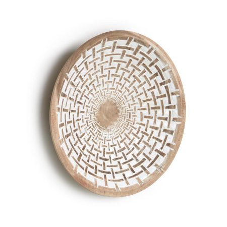 Kave Home Wandpaneel 'Mely' wit geblokt, massief mungur hout